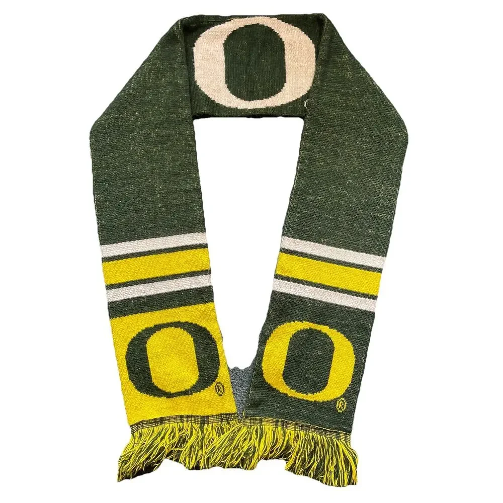 Oregon Ducks NCAA FOCO 64” Heavyweight Woven Stripe Scarf Team Green Yellow